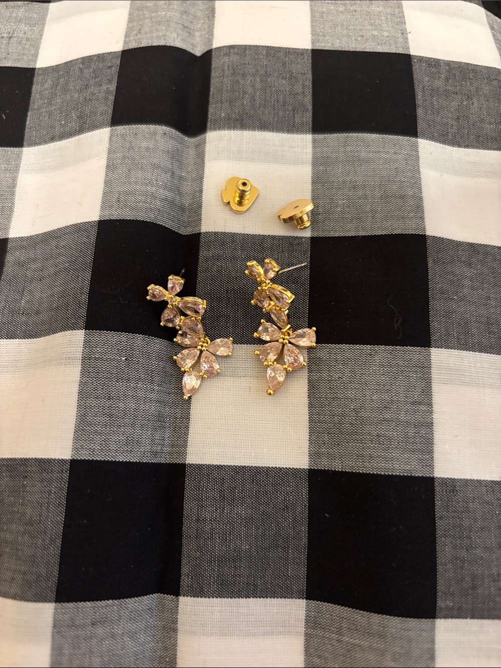kate spade Gold-Tone Pink Crystal Floral Drop Earrings